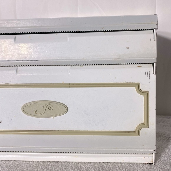 Vintage Ekco Unlimited White Metal Saran Wrap Tin Foil Paper Towel Dispenser - Picture 16 of 16